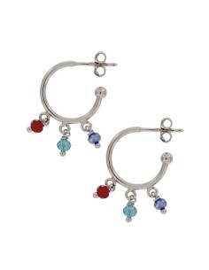 CRI-975 - CRIOLLA DE PLATA CON PIEDRAS DE COLOR COLGANTES DE 12 MM  2