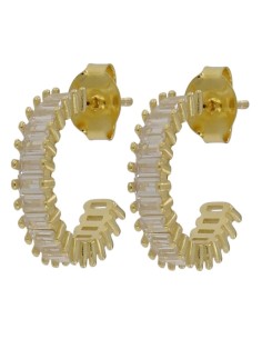 CRI-1251 - CRIOLLA DE PLATA CHAPADA EN ORO CON PIEDRA BLANCA DE 4 MM Y 11 MM INT