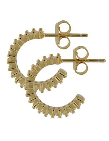 CRI-1251 - CRIOLLA DE PLATA CHAPADA EN ORO CON PIEDRA BLANCA DE 4 MM Y 11 MM INT