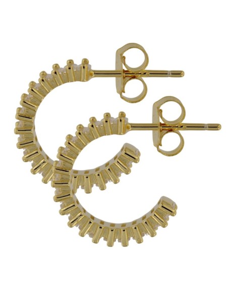 CRI-1251 - CRIOLLA DE PLATA CHAPADA EN ORO CON PIEDRA BLANCA DE 4 MM Y 11 MM INT