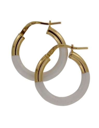 CRI-888 - CRIOLLA DE PLATA CHAPADO EN ORO CON ESMALTE EN BLANCO DE 12 MM DIÁMETRO Y 3 MM DE GROSOR 