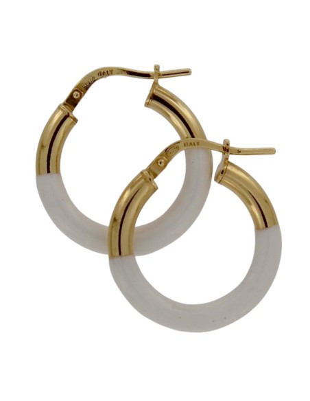 CRI-888 - CRIOLLA DE PLATA CHAPADO EN ORO CON ESMALTE EN BLANCO DE 12 MM DIÁMETRO Y 3 MM DE GROSOR 