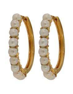 CRI-1065 - CRIOLLA DE PLATA CHAPADA EN ORO CON PERLITAS DE 20 MM