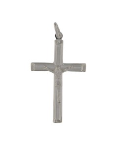 CRUZ-317 - CRUZ DE PLATA TUBO CON CRISTO DE 40 MM X 26 MM