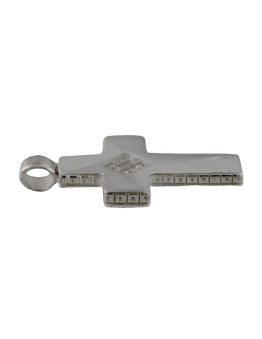 CRUZ-44 - CRUZ PLATA BRILLO Y MATE CON CIRCONITAS DE 32 MM X 23 MM