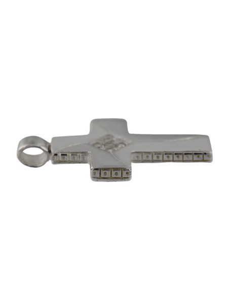 CRUZ-44 - CRUZ PLATA BRILLO Y MATE CON CIRCONITAS DE 32 MM X 23 MM