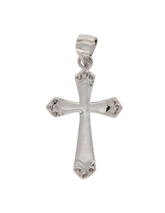 CRUZ-325 - CRUZ DE PLATA CON ACABADOS EN PUNTA Y MOTIVOS CIRCULARES DE 17 MM X 27 MM