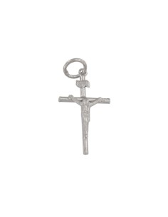 CRUZ-163 - CRUZ DE PLATA TUBO CON CRISTO RELIEVE DE 30 MM X 15 MM