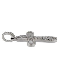 CRUZ-340 - CRUZ DE PLATA CON CIRCONITA Y PIEDRA BLANCA DE 25 MM X 19 MM 2