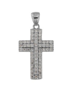CRUZ-338 - CRUZ DE PLATA CON CIRCONITA DE 14 MM X 20 MM