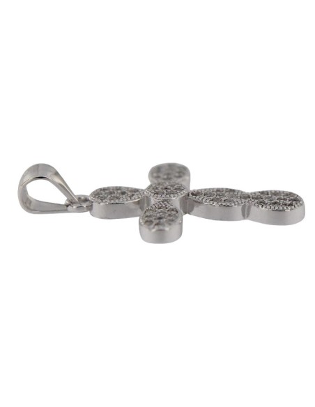 CRUZ-286 - CRUZ DE PLATA CON CIRCONITAS 24 MM X 18 MM