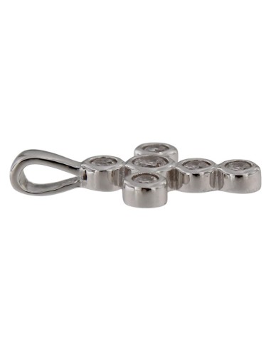 CRUZ-343 - CRUZ DE PLATA CON PIEDRA BLANCA DE 15 MM X 11 MM
