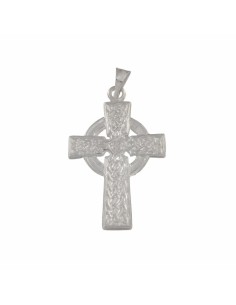 CRUZ-194 - CRUZ DE PLATA PLANA CON DIBUJO CALADO DE 32 MM X 22 MM