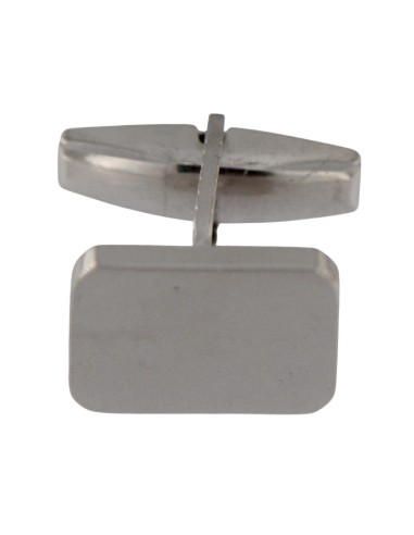 CB-116 - GEMELOS DE PLATA LISA CON FORMA RECTANGULAR CON LOS BORDES REDONDEADOS DE 15 MM X 10 MM