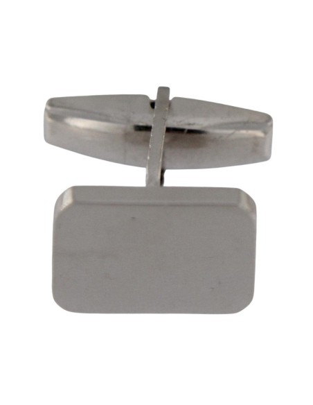 CB-116 - GEMELOS DE PLATA LISA CON FORMA RECTANGULAR CON LOS BORDES REDONDEADOS DE 15 MM X 10 MM