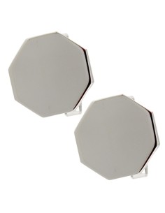 CB-123 - GEMELOS DE PLATA LISA CON FORMA HEXAGONAL CON LOS BO