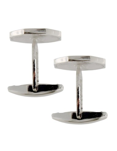 CB-123 - GEMELOS DE PLATA LISA CON FORMA HEXAGONAL CON LOS BO