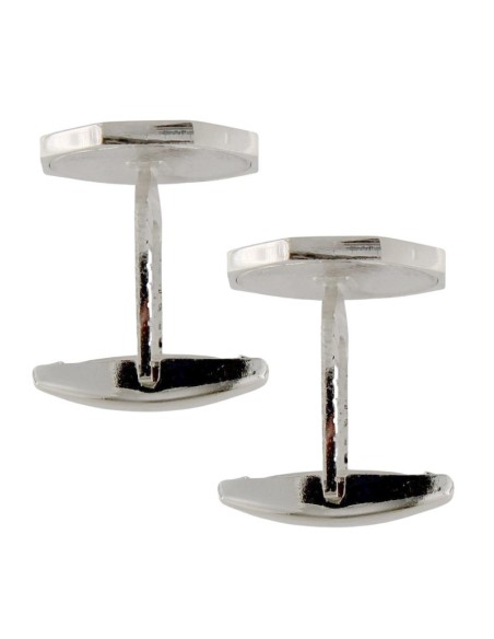 CB-123 - GEMELOS DE PLATA LISA CON FORMA HEXAGONAL CON LOS BO