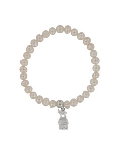 PUL-4659 - PULSERA ELÁSTICA CON PERLA DE 4 MM Y MOTIVO DE COLGANTE TORICO DE 13 MM X 5 MM