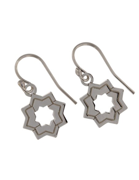 P-5266 - PENDIENTE HIPPY ESTRELLA MUDÉJAR DOBLE LISA 14 MM