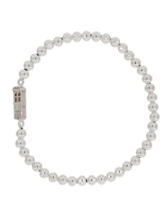 PUL-4607 - PULSERA ELÁSTICA CON BOLA DE PLATA DE 4 MM Y MOTIVO DE TORRE TERUEL DE 13 MM X 5 MM