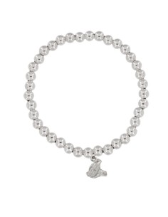 PUL-4666 - PULSERA ELÁSTICA CON BOLA DE PLATA DE 4 MM Y MOTIVO DE COLGANTE MANOS UNIDAS DE 9 MM X 9 MM