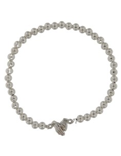 PUL-4603 - PULSERA ELÁSTICA CON BOLA DE PLATA DE 4 MM Y MOTIVO DE MANOS UNIDAS TERUEL DE 9 MM X 9 MM