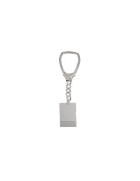 LL-129 - LLAVERO DE PLATA CON PLACA RECTANGULAR MACIZA DE 30 MM X 19 MM Y 10 CM 
