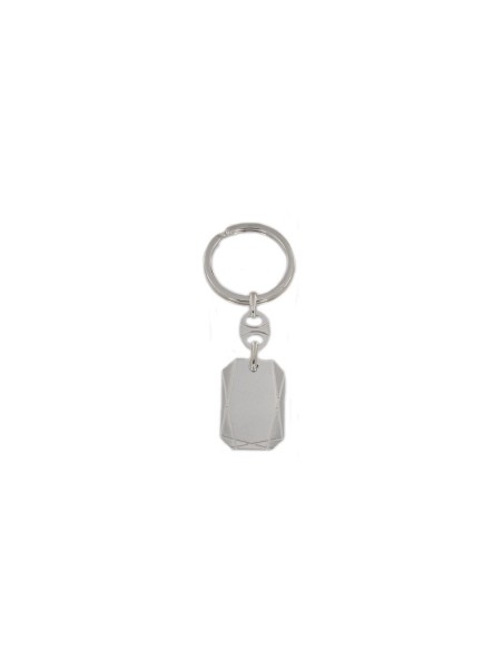 LL-128 - LLAVERO DE PLATA CON PLACA RECTANGULAR MACIZA DE 33 MM X 21 MM Y 8 CM