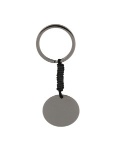 LL-138 - LLAVERO DE ACERO CON ROLLO DE CUERO  Y PLACA DE 30 MM