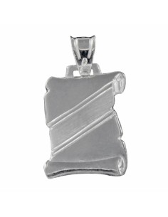 PLACA-118 - PLACA PERGAMINO PLATA SIN FORRAR CON RALLA INTERIOR MATE 15 MM X 28 MM