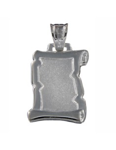 PLACA-114 - PLACA PERGAMINO PLATA SIN FORRAR INTERIOR MATE DE 16 MM X 21 MM