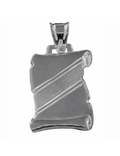 PLACA-107 - PLACA PERGAMINO PLATA FORRADO CON EL CENTRO EN MATE DE 19 MM X 26 MM