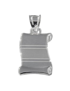 PLACA-105 - PLACA DE PLATA FORRADA PERGAMINO CON CENTRO EN MATE DE 19 MM X 26 MM