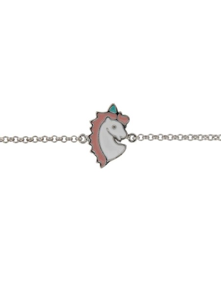PUL-4746 - PULSERA DE PLATA CON MOTIVO DE UNICORNIO DE 13,5 CM + ALARGADOR
