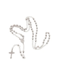 RO-46 - ROSARIO DE PLATA CON CADENA DE 39 CM Y ANCHO DE 3 MM/BOLA 4 MM Y COLGANTE DE 20 MM X 12 MM