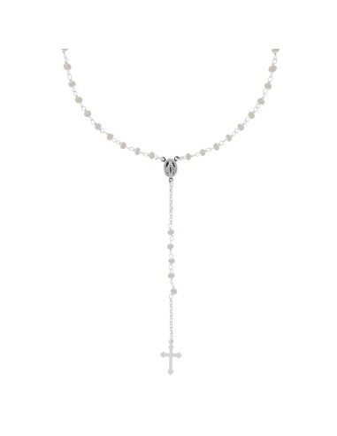 RO-46 - ROSARIO DE PLATA CON CADENA DE 39 CM Y ANCHO DE 3 MM/BOLA 4 MM Y COLGANTE DE 20 MM X 12 MM