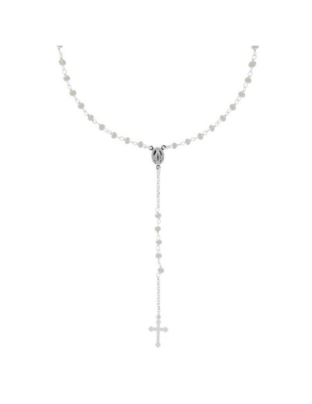 RO-46 - ROSARIO DE PLATA CON CADENA DE 39 CM Y ANCHO DE 3 MM/BOLA 4 MM Y COLGANTE DE 20 MM X 12 MM