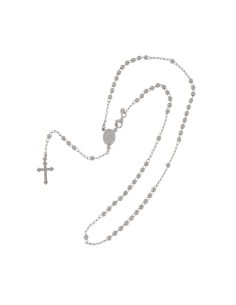 RO-51 - ROSARIO DE PLATA CON CRUZ DE 11 X 18, MILAGROSA DE 8 MM X 11 MM , BOLA DE 3 Y 50 CM