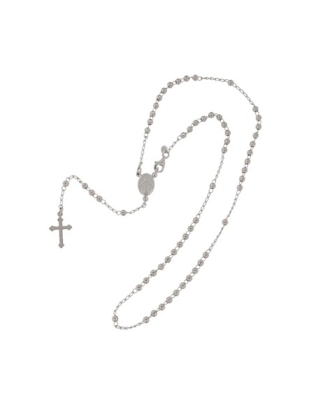RO-51 - ROSARIO DE PLATA CON CRUZ DE 11 X 18, MILAGROSA DE 8 MM X 11 MM , BOLA DE 3 Y 50 CM