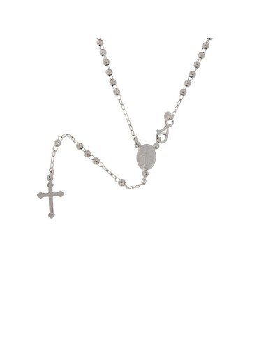 RO-51 - ROSARIO DE PLATA CON CRUZ DE 11 X 18, MILAGROSA DE 8 MM X 11 MM , BOLA DE 3 Y 50 CM