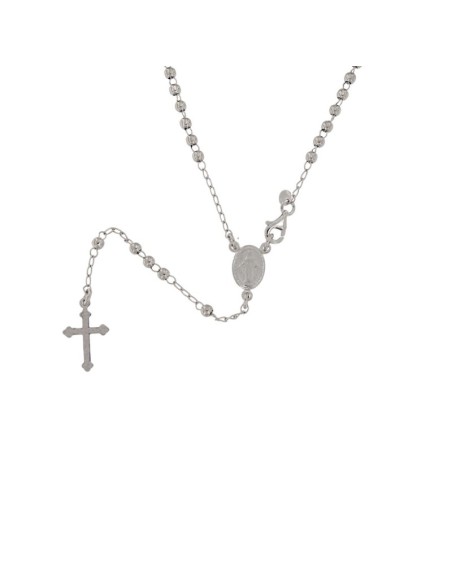 RO-51 - ROSARIO DE PLATA CON CRUZ DE 11 X 18, MILAGROSA DE 8 MM X 11 MM , BOLA DE 3 Y 50 CM
