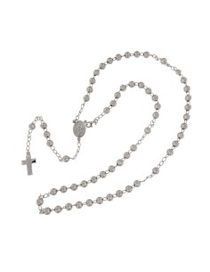 RO-54 - ROSARIO DE PLATA CON CRUZ DE 12 X 18, MILAGROSA DE 8 MM X 11 MM , BOLA DE 5 MM Y 52 CM 2