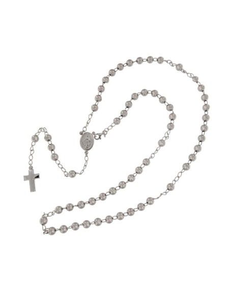 RO-54 - ROSARIO DE PLATA CON CRUZ DE 12 X 18, MILAGROSA DE 8 MM X 11 MM , BOLA DE 5 MM Y 52 CM