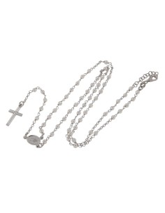 RO-41 - ROSARIO DE PLATA CON CADENA DE 34 CM Y ANCHO DE 2 MM/PERLA 3 MM Y COLGANTE DE 18 MM X 17 MM