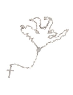 RO-41 - ROSARIO DE PLATA CON CADENA DE 34 CM Y ANCHO DE 2 MM/PERLA 3 MM Y COLGANTE DE 18 MM X 17 MM 2