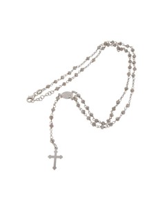 RO-38 - ROSARIO DE PLATA CON CADENA DE 31 CM Y ANCHO DE 2 MM/PIEDRA GRIS 3,5 MM Y COLGANTE DE 16 MM X 10 MM