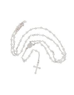 RO-44 - ROSARIO DE PLATA CON CADENA DE 34 CM Y ANCHO DE 2 MM/PIEDRA BLANCA 4 MM Y COLGANTE DE 17 MM X 11 MM 2