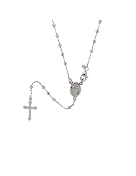 RO-53 - ROSARIO DE PLATA CON CRUZ DE 11 X 16, MILAGROSA DE 8 MM X 11 MM , BOLA DE 2 MM Y 60 CM