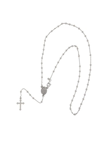 RO-53 - ROSARIO DE PLATA CON CRUZ DE 11 X 16, MILAGROSA DE 8 MM X 11 MM , BOLA DE 2 MM Y 60 CM